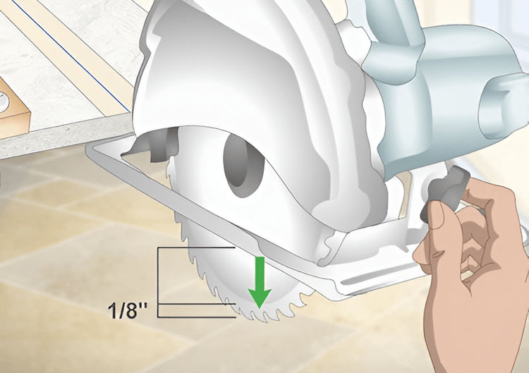Seeting blade depth about 1/8 inch